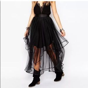 🆕 Free People Mesh Layered Black Maxi Skirt 4
